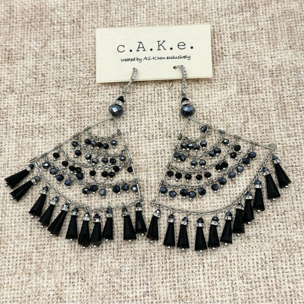 Large C.A.K.E Ali-Khan Nordstrom Bead Chandelier Dangle Earrings